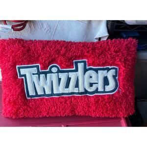 Twizzlers Candy Lover Pillow Plush Fuzzy Red Embroidered 18X12
